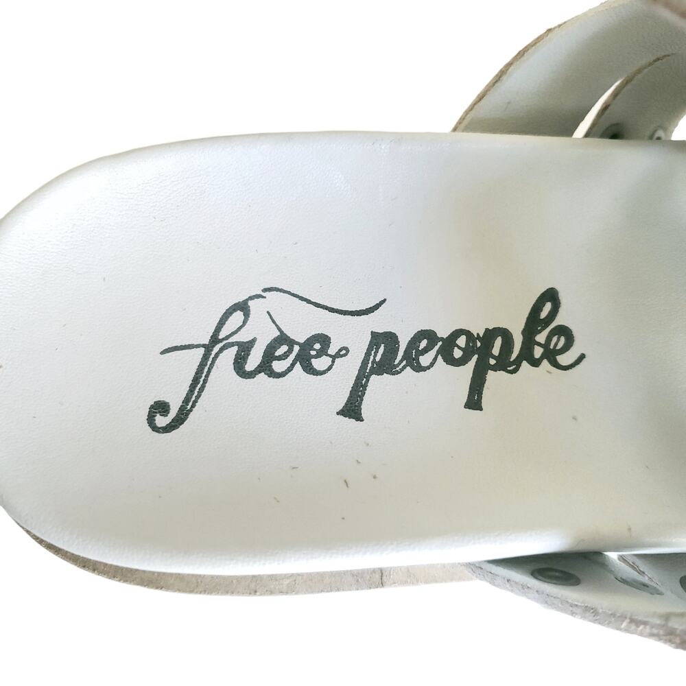 FREE PEOPLE Valencia wrap lug sole thong ankle strap leather sandal beige 40 9.5 - Picture 7 of 9